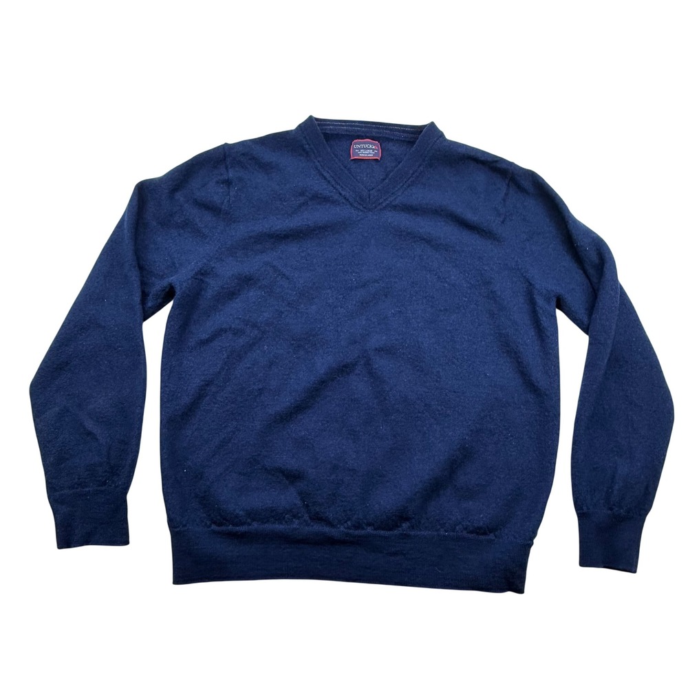 UNTUCKit Mens Navy Blue Wool Blend V-Neck Pullover Sweater Size XXL